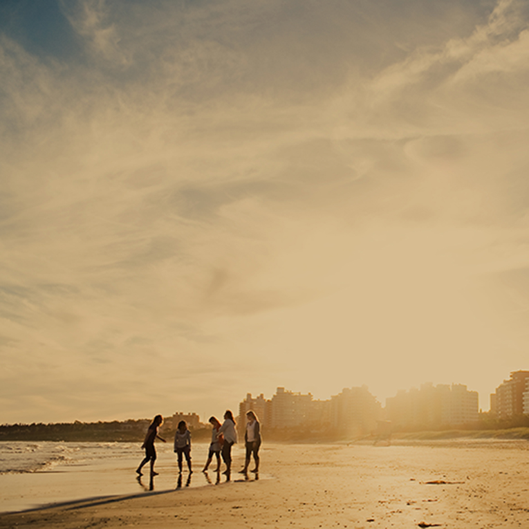 Students at the Montevideo beach.