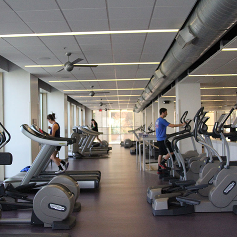 exercising in the rec center